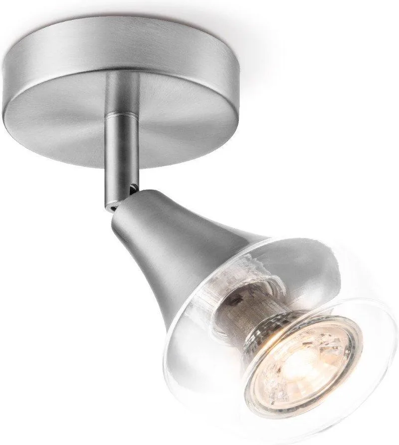 Moderne Plafondspot Vaya - Mat satijn - Met GU10-fitting - Metaal - 9 x 9 x 16.5 cm - Voor woonkamer en slaapkamer - Lichtbron niet inbegrepen by Home Sweet Home in Geborsteld staal – product photo