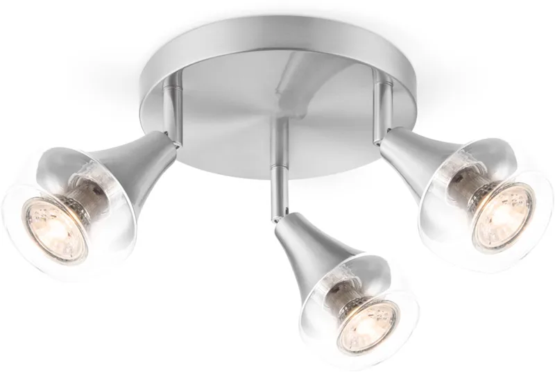 Moderne Plafondspots - Mat Satin - Met 3 GU10 Fitting - Metaal Spotlights - 19 x 19 x 16.5cm - voor woonkamer en slaapkamer de Home Sweet Home en Geborsteld staal – photo produit