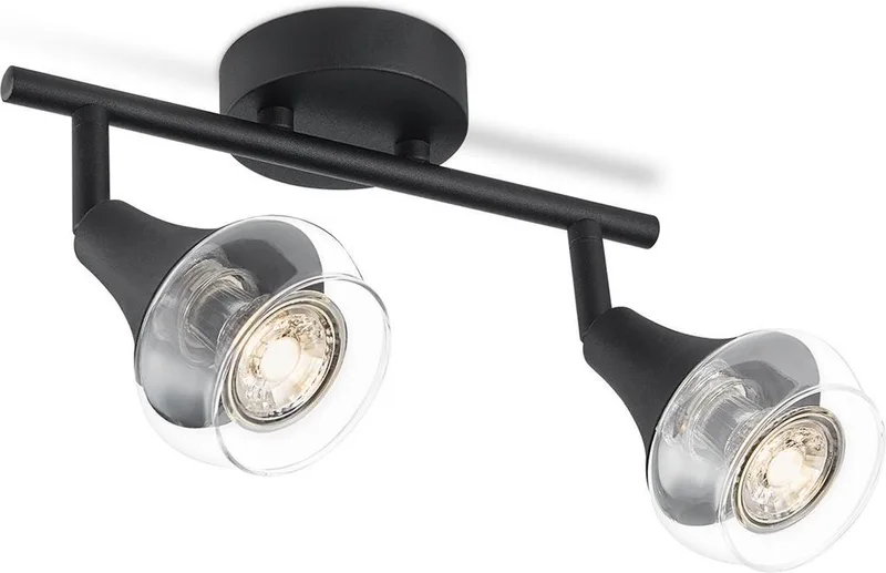 Moderne Plafondspots - Met 2 GU10 Fitting - Metaal Spotlights - 26 x 9 x 19cm - voor woonkamer en slaapkamer - Lichtbron van Home Sweet Home in Zwart – productfoto
