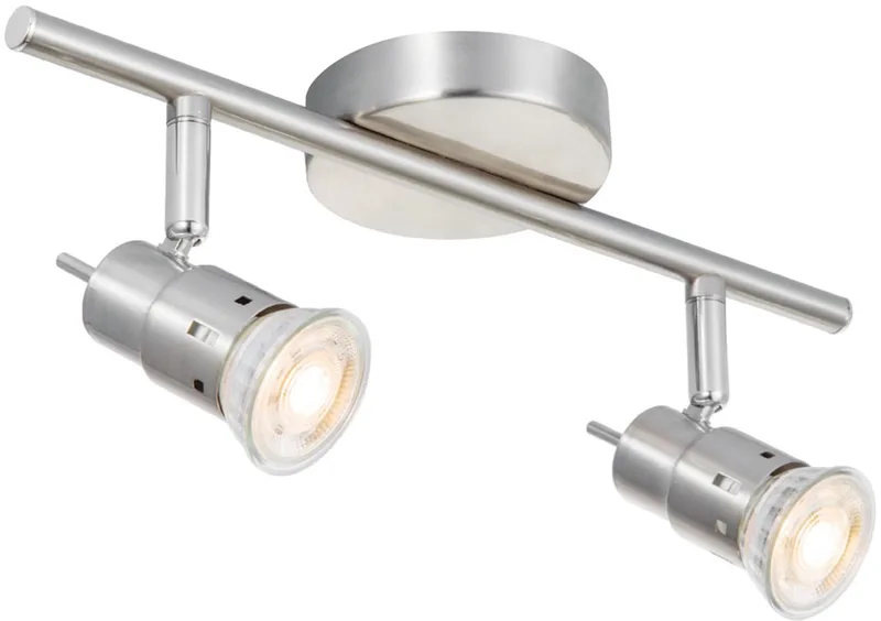 Moderne Plafondspots - Met 2 GU10 Fitting - Metaal Spotlights - 32 x 15.4 x 13.7cm - voor woonkamer en von Home Sweet Home in Geborsteld staal – Produktfoto