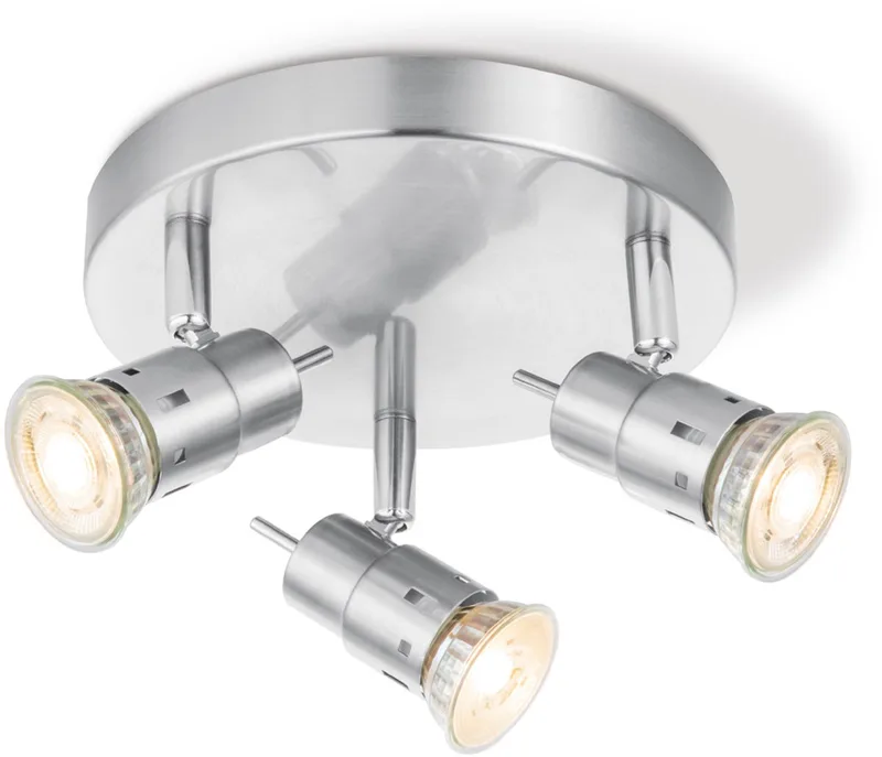 Moderne Plafondspots - Met 3 GU10 Fitting - Metaal Spotlights - 19 x 19 x 13.7cm - voor woonkamer en by Home Sweet Home in Geborsteld staal – product photo
