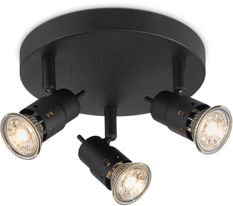 Moderne Plafondspots - Met 3 GU10 Fitting - Metaal Spotlights - 19 x 19 x 13.7cm - voor woonkamer en slaapkamer by Home Sweet Home in Black – product photo