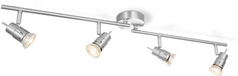 Moderne Plafondspots - Met 4 GU10 Fitting - Metaal Spotlights - 81 x 16.2 x 13.7cm - voor woonkamer en by Home Sweet Home in Geborsteld staal – product photo