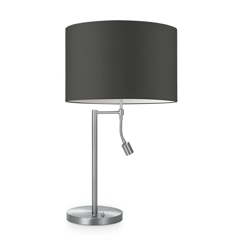 Moderne tafellamp Bling - antraciet - tafellamp Read inclusief lampenkap en verstelbare LED Leeslamp lampenkap 35/35/21cm - hoogte 47 cm - geschikt voor E27 LED lamp - Tafellamp geschikt voor woonkamer, slaapkamer, thuiskantoor de Home Sweet Home en Gris foncé – photo produit