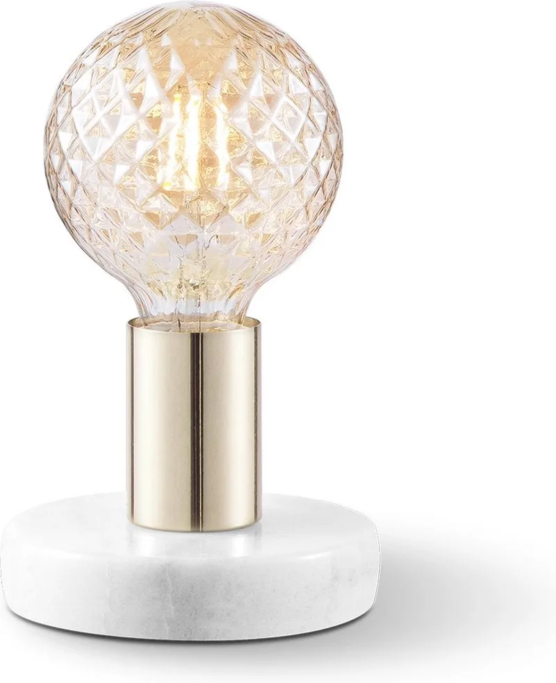 Moderne tafellamp Sten - Brons - 10/10/9cm - bedlampje - voor E27 lichtbron - gemaakt van Marmer en metaal de Home Sweet Home en Or – photo produit