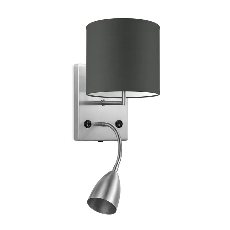 Moderne wandlamp Bling - antraciet - wandlamp Read inclusief lampenkap en LED Leeslamp lampenkap 16/16/15cm - geschikt voor E27 LED lamp - Wandlamp geschikt voor woonkamer, slaapkamer, corridor de Home Sweet Home en Gris foncé – photo produit