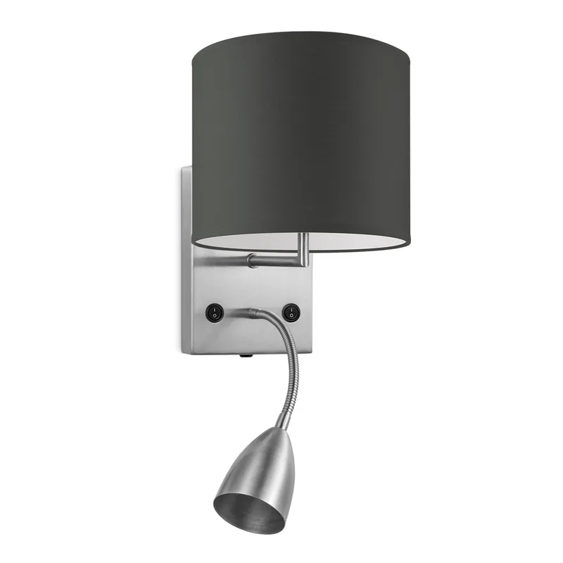 Moderne wandlamp Bling - antraciet - wandlamp Read inclusief lampenkap en LED Leeslamp lampenkap 20/20/17cm - geschikt voor E27 LED lamp - Wandlamp geschikt voor woonkamer, slaapkamer, corridor de Home Sweet Home en Gris foncé – photo produit
