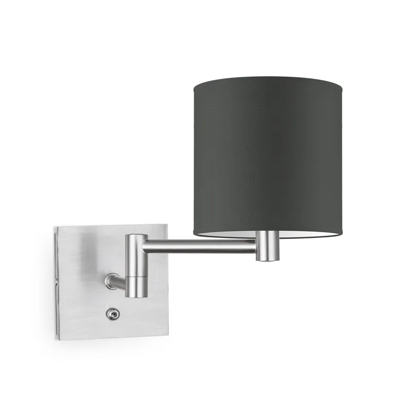 Moderne wandlamp Bling - antraciet - wandlamp Swing inclusief lampenkap 16/16/15cm - geschikt voor E27 LED lamp - Wandlamp geschikt voor woonkamer, slaapkamer, corridor de Home Sweet Home en Gris foncé – photo produit