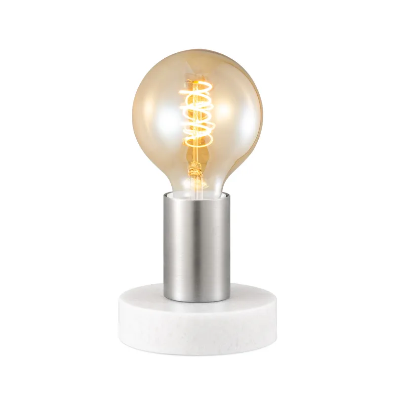 Moderne Zandnikkel Tafellamp - 10 x 10 x 9 cm - Ontworpen voor gebruik in slaapkamers en studeerkamer - met Schakelaar - E27 Bedlamp - Lichtbron niet inbegrepen von Home Sweet Home – Produktfoto