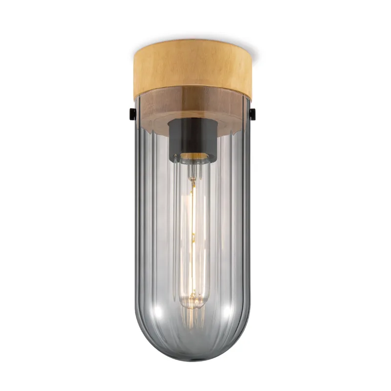 plafondlamp Capri klein - hout/glas by Home Sweet Home in Smoke – product photo