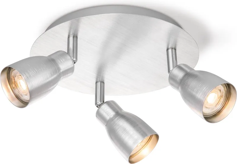 plafondspot Alba 3 - geborsteld aluminium - 3 x GU10 - zonder lichtbronnen van Home Sweet Home in Geborsteld staal – productfoto