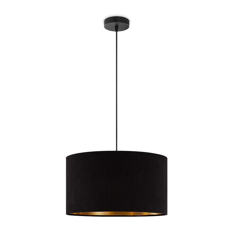 Scandinavische stijl Hanglamp - Corduroy Lampenkap - Cilinder - Black - ø40 x 126 cm - E27 Fitting - Geschikt voor Woonkamers en slaapkamers van Home Sweet Home in Zwart – productfoto