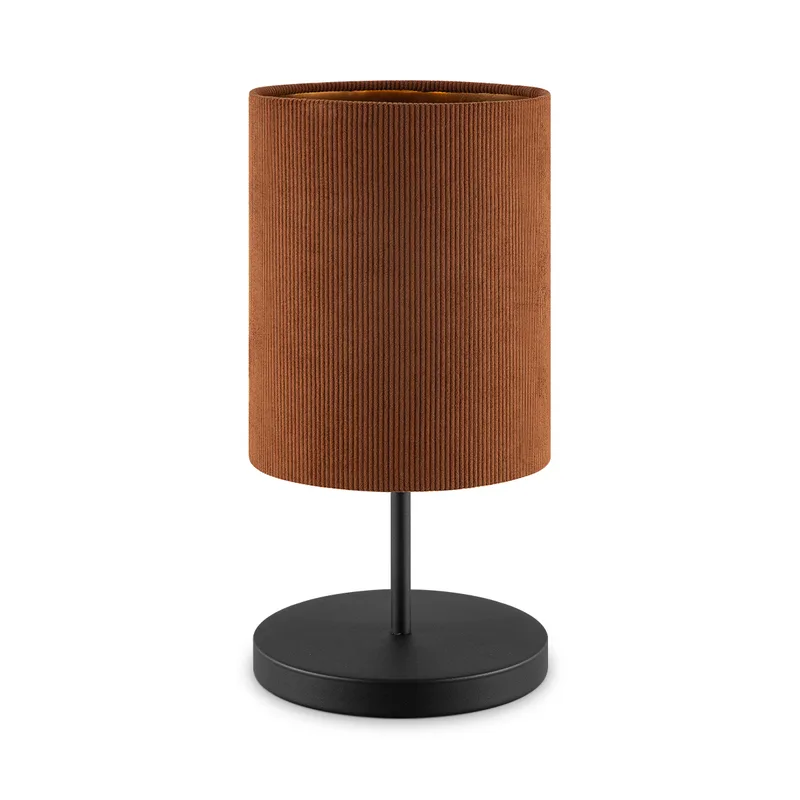 Scandinavische stijl Tafellamp - Corduroy Lampenkap - Cilinder - Brown - ø20 x 40 cm - E27 Fitting - Geschikt voor Woonkamers en slaapkamers - Met schakelaar de Home Sweet Home en Marron – photo produit