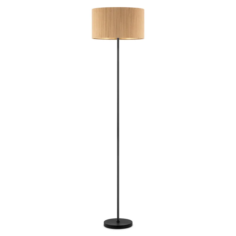 Scandinavische stijl Vloerlamp - Corduroy Lampenkap - Cilinder - Karamel - ø40 x 165 cm - E27 Fitting - Geschikt voor Woonkamers en slaapkamers - met Voetschakelaar by Home Sweet Home in Khaki – product photo