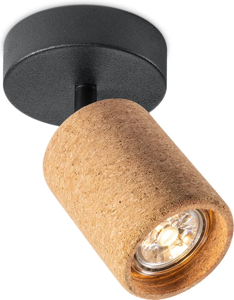 spot Cork 1 - kurk en zwart - GU10 - zonder lichtbron van Home Sweet Home in Natuurlijk – productfoto