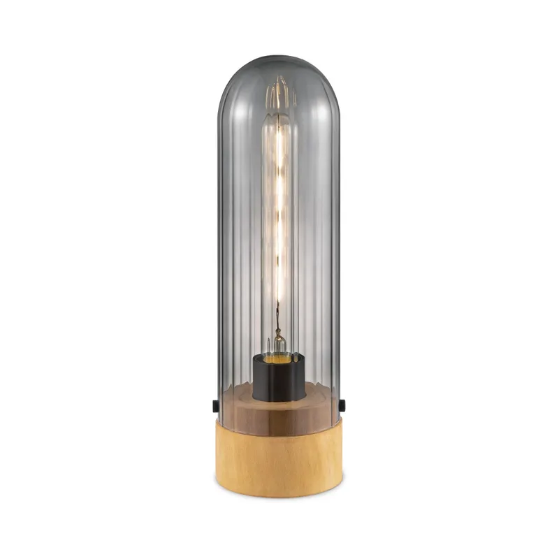 tafellamp Capri medium - hout/glas by Home Sweet Home in Smoke – product photo