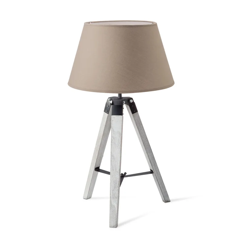 tafellamp Dia wit & lampenkap Largo de Home Sweet Home en Taupe – photo produit