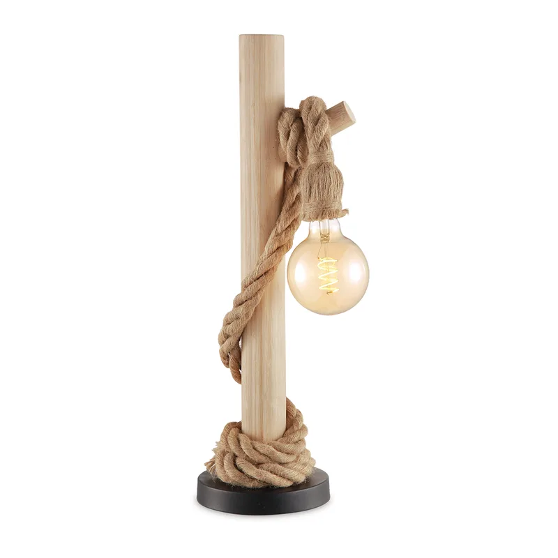 tafellamp Maritime - hout/touw de Home Sweet Home en Beige – photo produit