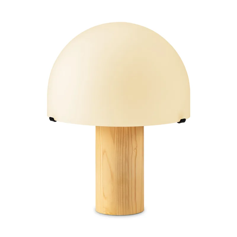 tafellamp Mushroom hout naturel - kap glas de Home Sweet Home – photo produit