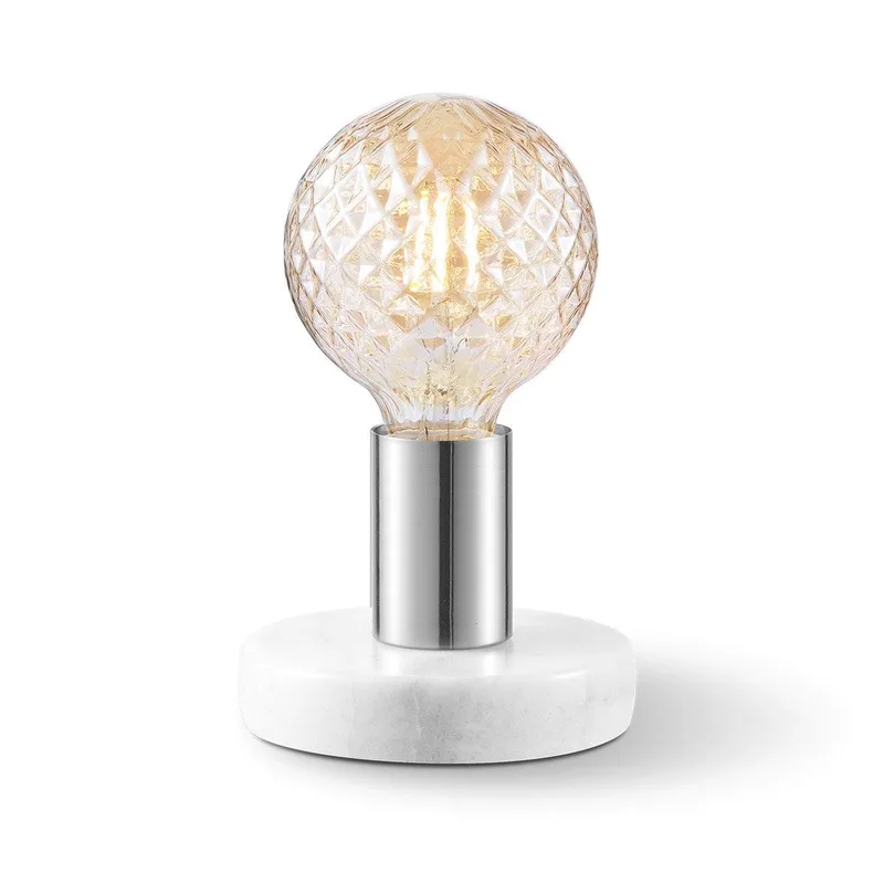 tafellamp Sten Marble - marmer/mat staal de Home Sweet Home en Argent, Rvs – photo produit