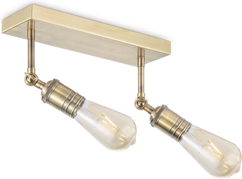 Vintage LED Opbouwspot Spy - 30/15/20.7cm - 2 lichts plafondspot - Dimbaar - inclusief LED lichtbron - E27 fitting - 4W by Home Sweet Home in Brass – product photo