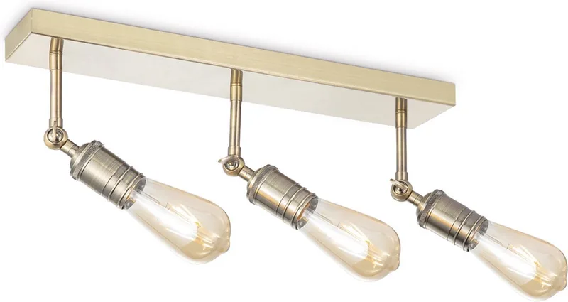 Vintage LED Opbouwspot Spy - 40.7/15/20.7cm - 3 lichts plafondspot - Dimbaar - inclusief LED lichtbron - E27 fitting by Home Sweet Home in Brass – product photo