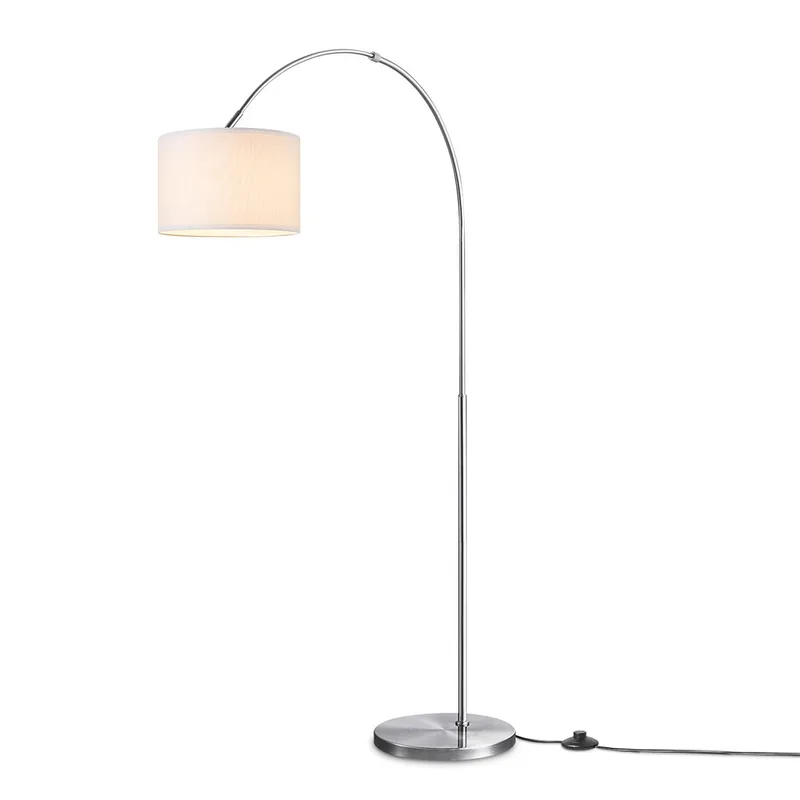 vloerlamp Duke mat staal - met kap de Home Sweet Home en Blanc – photo produit