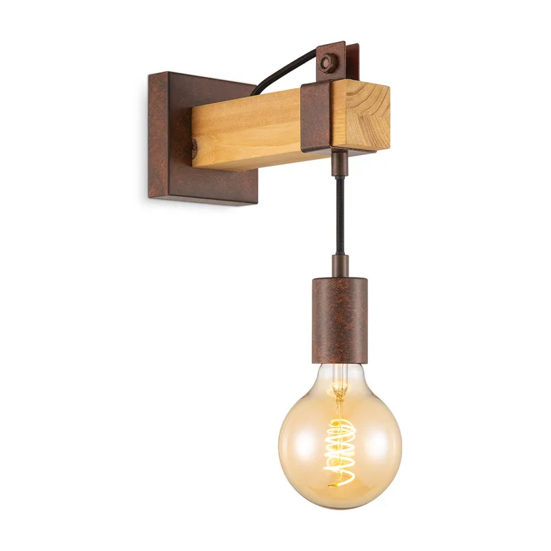 wandlamp Denton 1L - hout / roest fra Home Sweet Home i Roestbruin – produktbillede