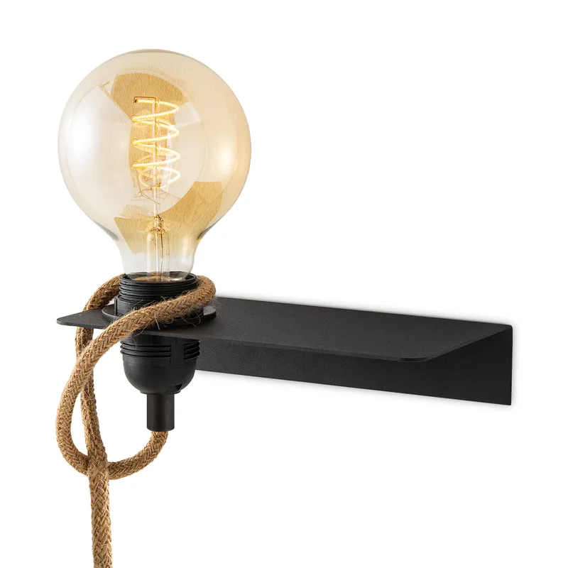Zwart Vintage Muurlamp - Metalen Wandlamp - Met E27 fitting - 20 x 11 x 4 (BxDxH) - Voor hal en slaapkamer - Met schakelaar - Lichtbron niet inbegrepen de Home Sweet Home – photo produit
