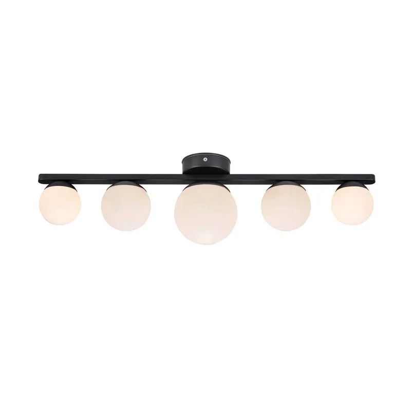 Badkamer-plafondlamp Puro zwart 5-lamps glas de Markslöjd en Noir, Blanc – photo produit
