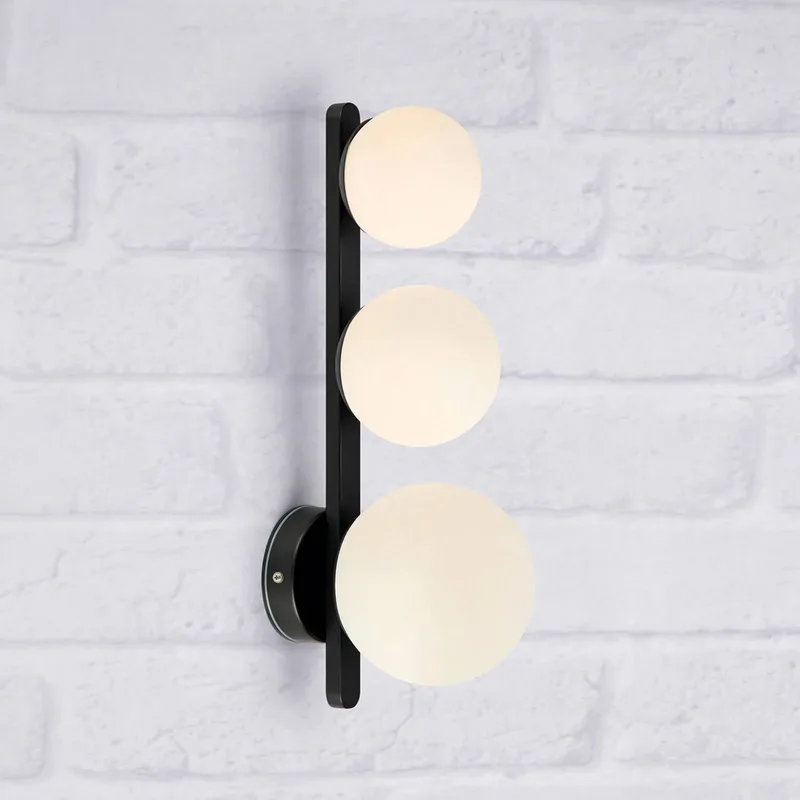 Badkamer wandlamp Puro zwart 3-lamps glas by Markslöjd in White, Black – product photo