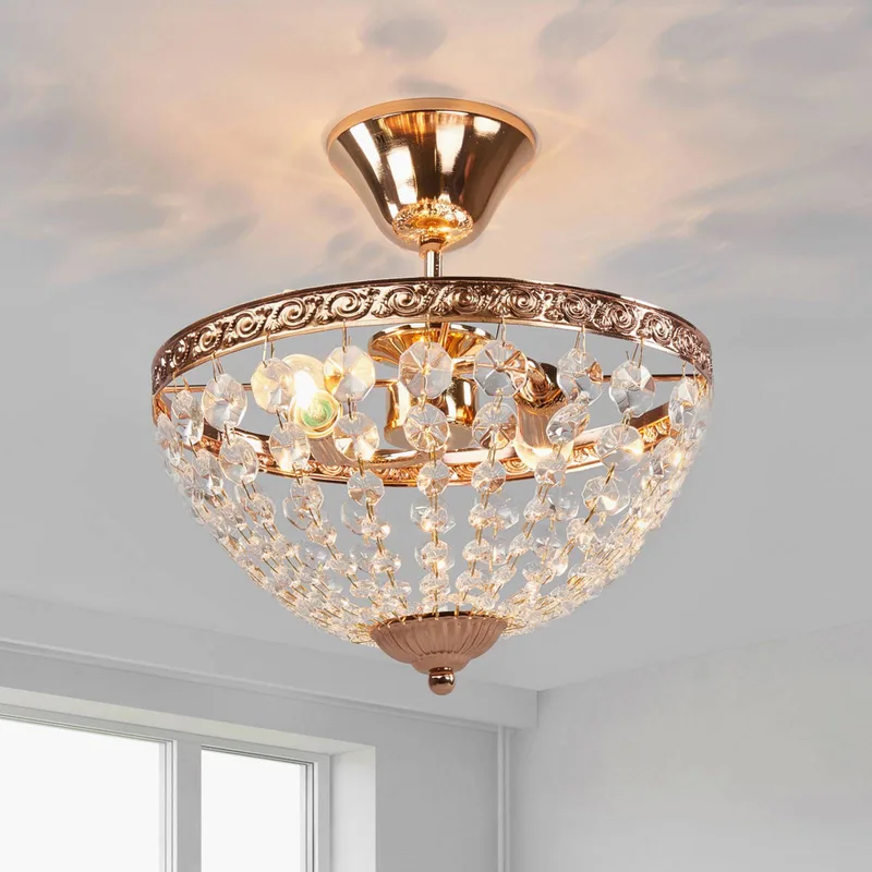 Fraai vormgegeven plafondlamp Hanaskog van Markslöjd in Frans goud, Transparant – productfoto 2 van 5