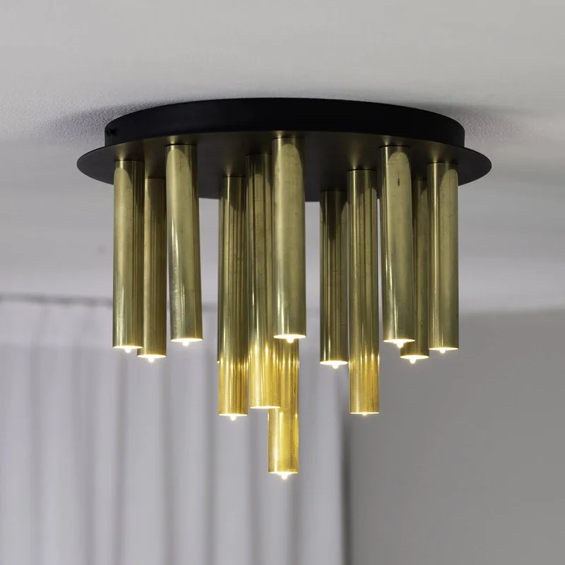 Gocce plafondlamp, 13-lichts, messing/zwart, ijzer, G9 de Markslöjd en Noir, Laiton – photo produit