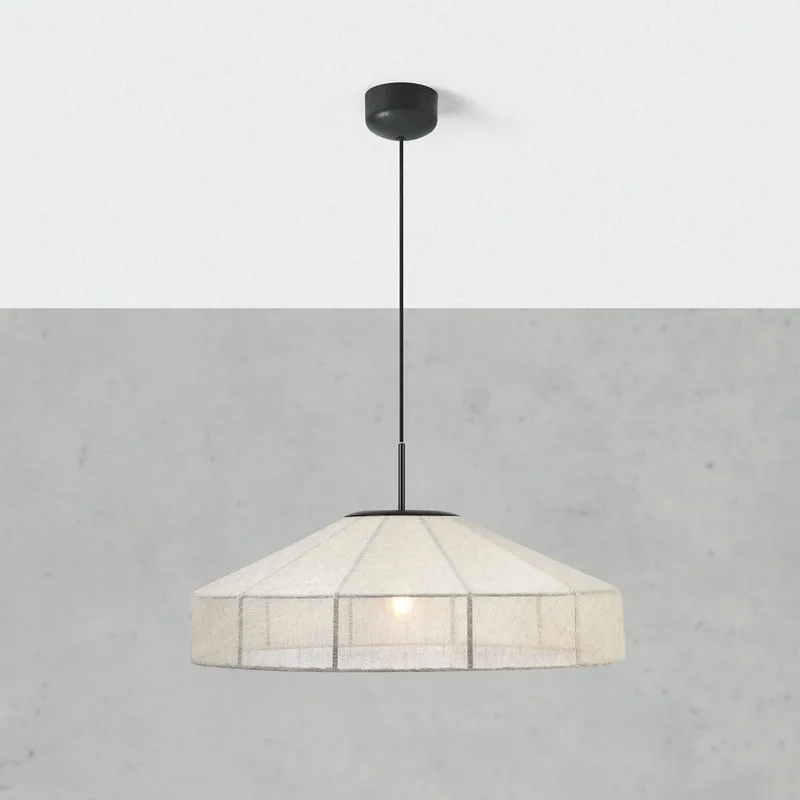 Hanglamp Alia, beige/zwart, Ø 57 cm, stof/metaal de Markslöjd en Beige, Noir – photo produit