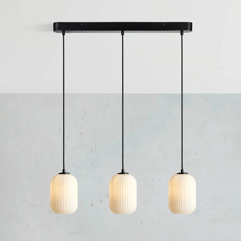 Hanglamp Cava, staalkleurig, 3-lamps, glas fra Markslöjd i Staal, Opaal – produktbillede 2 af 3