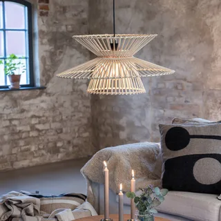 Hanglamp Duplici, naturel, bamboe, Ø 57 cm, E27 fra Markslöjd i Natur – produktbillede 2 af 3