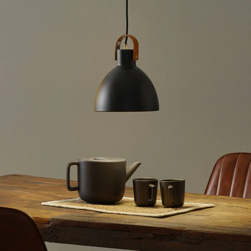 Hanglamp Eagle, zwart, Ø 22 cm, metaal de Markslöjd en Blanc, Marron – photo produit 1 sur 5
