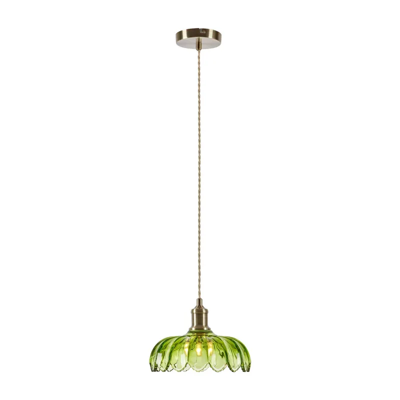 Hanglamp Kurage, oud messing/groen, glas, Ø 26 cm, E27 by Markslöjd in Oud messing, Green, Beige – product photo
