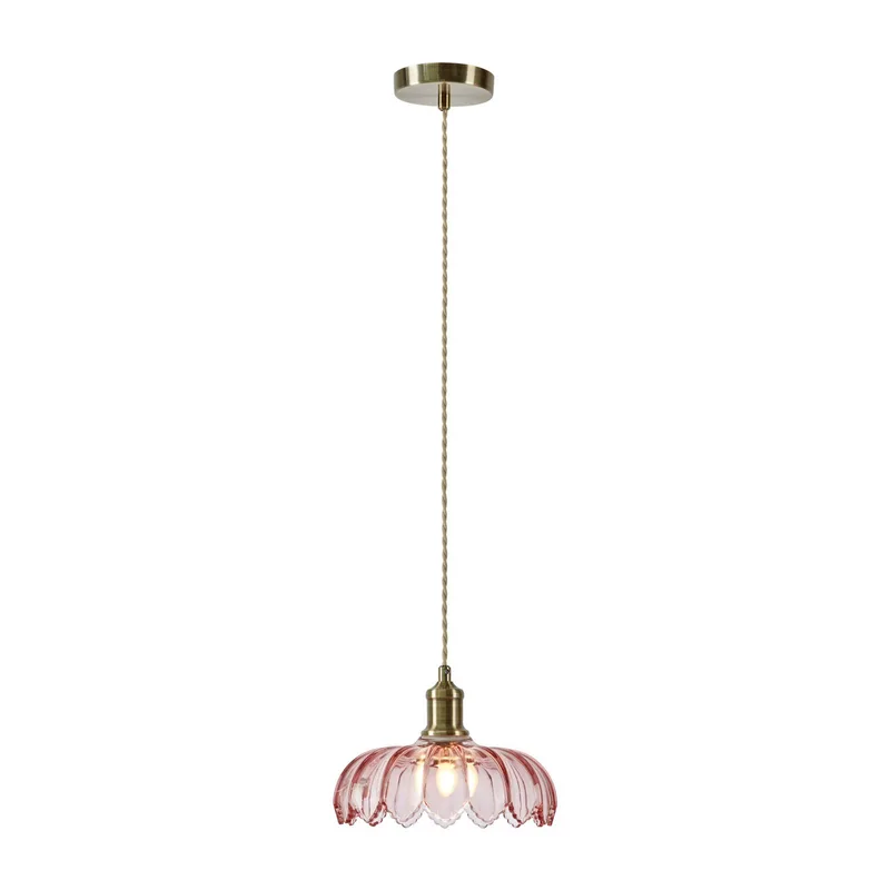 Hanglamp Kurage, oud messing/roze, glas, Ø 26 cm, E27 de Markslöjd en Oud messing, Rose, Beige – photo produit