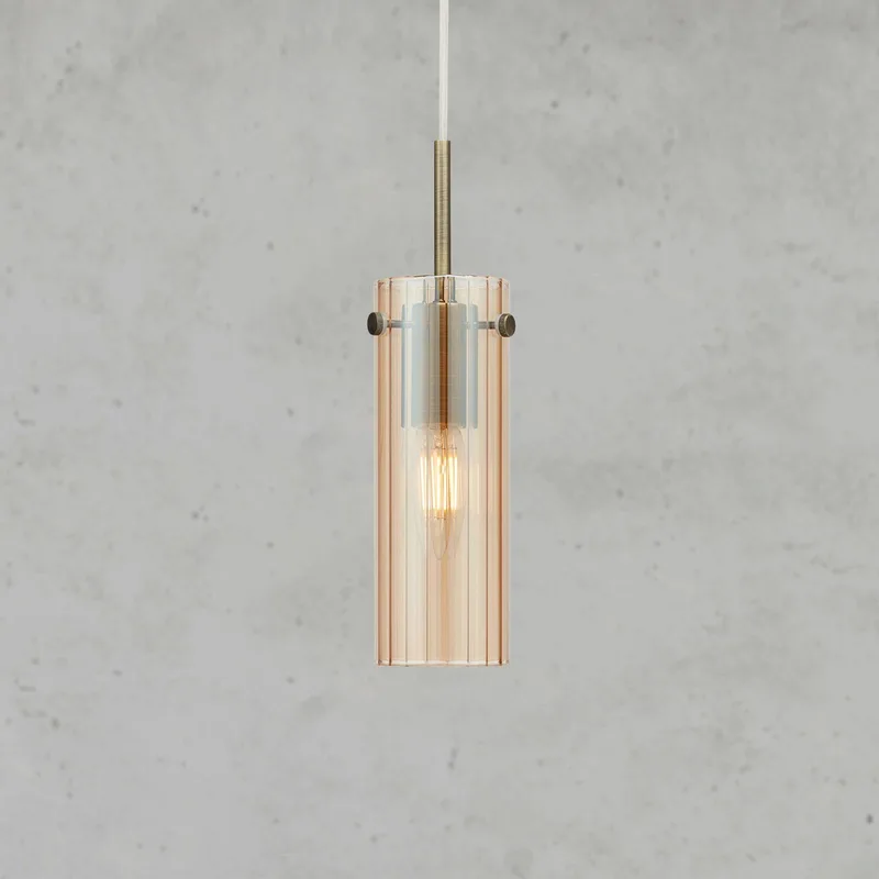 Hanglamp Tibia, stekker, amber/messingkleurig Ø 7 cm by Markslöjd in Amber, Brass – product photo 2 of 3