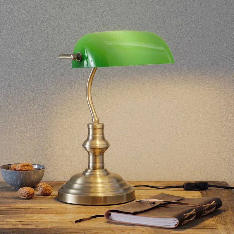Tischleuchte Bankers Höhe 42 cm grün von Markslöjd in Antiek-messing, Grün – Produktfoto 1 von 5