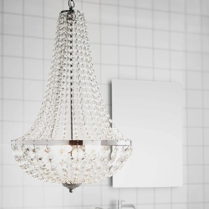 Kroonluchter Gränsö voor de badkamer, Ø 40 cm de Markslöjd en Chrome, Transparent – photo produit 2 sur 3