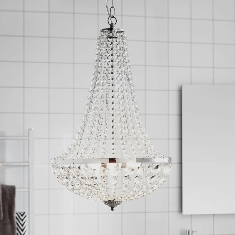 Kroonluchter Gränsö voor de badkamer, Ø 40 cm de Markslöjd en Chrome, Transparent – photo produit 1 sur 3