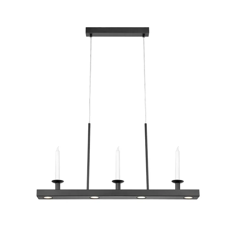LED hanglamp Dining, zwart, lengte 82 cm, ijzer, dimbaar. by Markslöjd in Zwart mat, Transparent – product photo