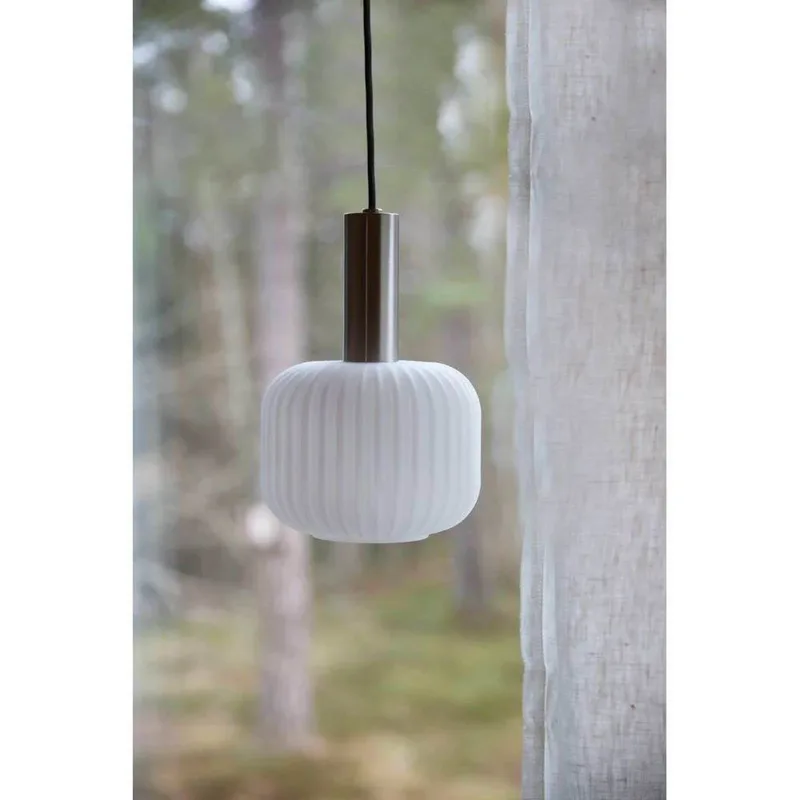 Sober hanglamp klein staal/wit van Markslöjd – productfoto