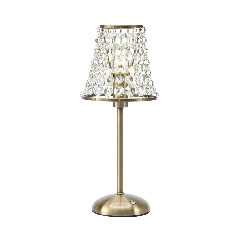 Tafellamp Liora, oud messing/helder, dimbaar, oplaadstation van Markslöjd in Oud messing, Helder – productfoto