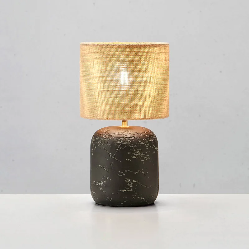 Tafellamp Montagna, beton, jute, hoogte 45 cm by Markslöjd in Black, Natural – product photo