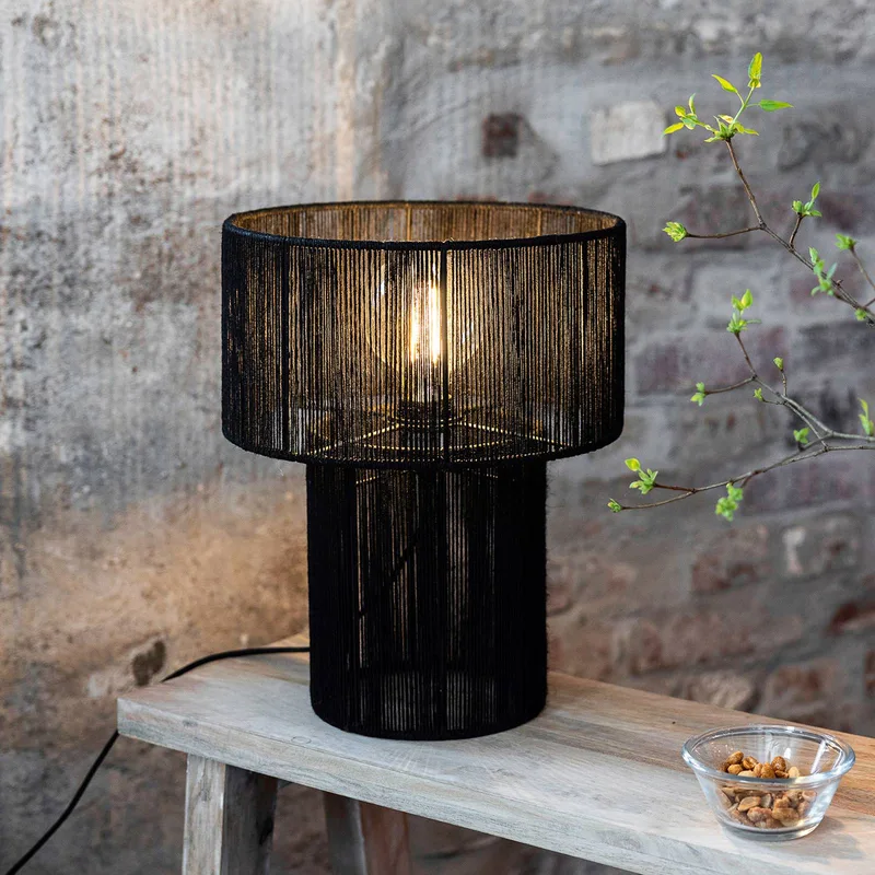 Tafellamp Soga, jute, hoogte 40 cm van Markslöjd in Zwart – productfoto 1 van 3