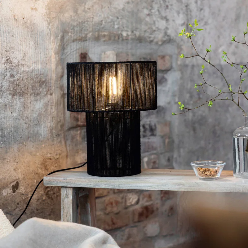 Tafellamp Soga, jute, hoogte 40 cm van Markslöjd in Zwart – productfoto 2 van 3