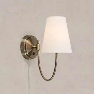 wandlamp Amar, gebroken wit/messing, stekker, E14 fra Markslöjd i Gebroken wit, Oud messing – produktbillede 3 af 4